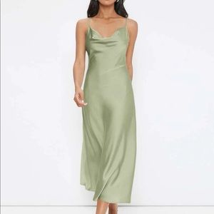 Boho mint green satin slip dress